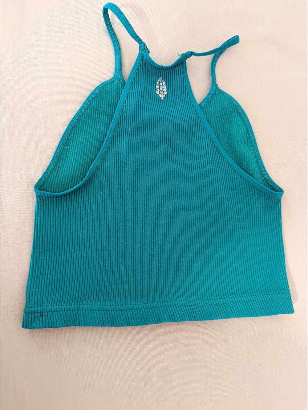 FP Movement XS/S Turquoise Ribbed Racerback Cropped Tank Top - Picture 3 of 6